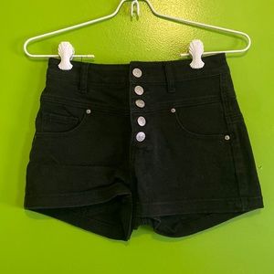 High waisted black jean shorts